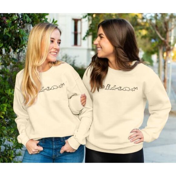 Dinosaur Sweatshirt Women Cotton Blend Graphic Print Long Sleeve Casual - Picture 6 of 6